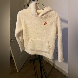 Cream fluffy hoodie pullover